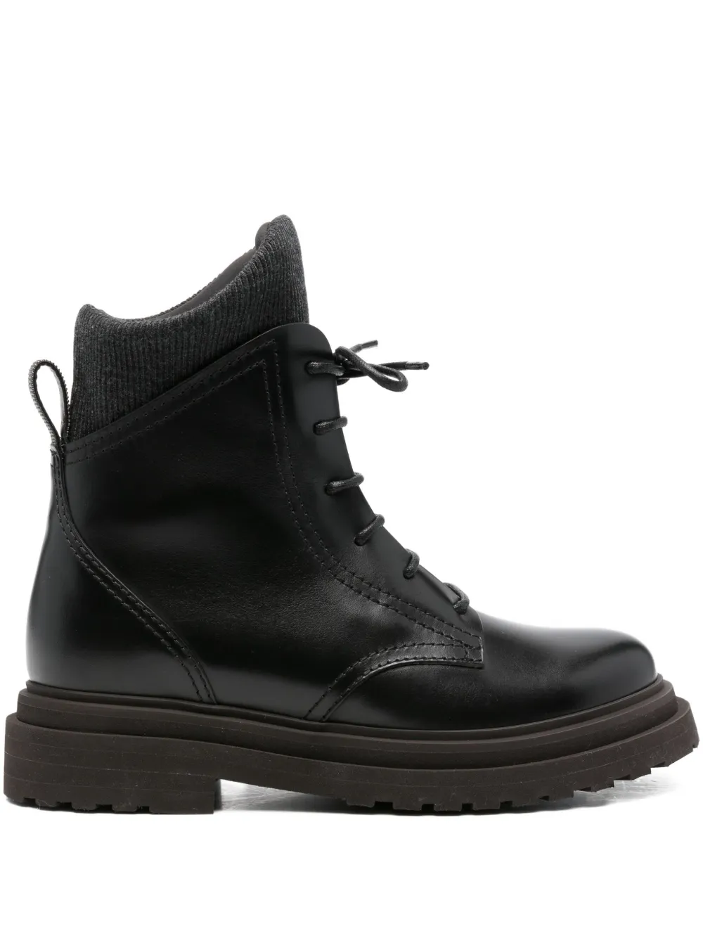 lace-up ribbed-knit boots