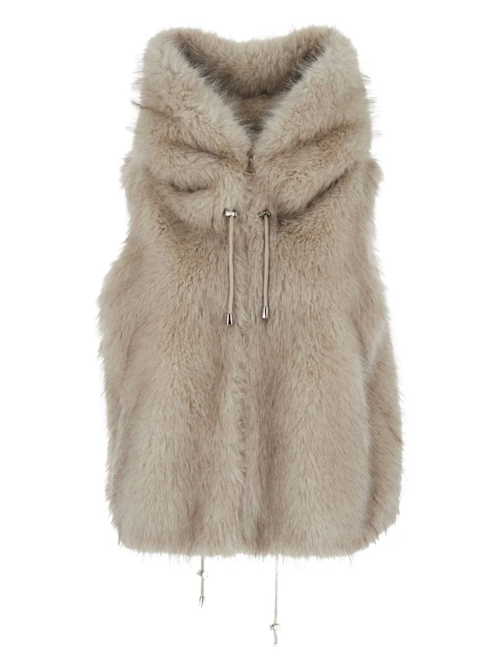 hooded drawstring gilet
