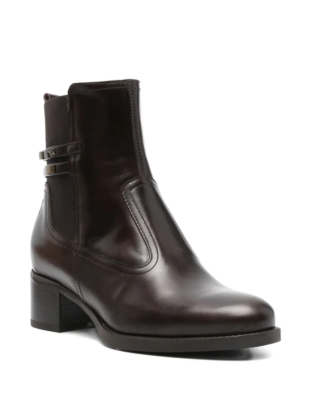 Nero Giardini 45mm Almond-toe Leather Boots In Brown