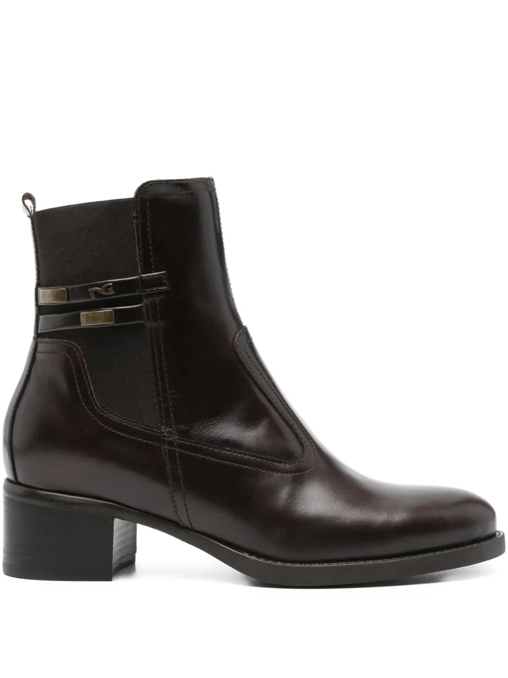 NERO GIARDINI 45mm almond-toe leather boots Brown