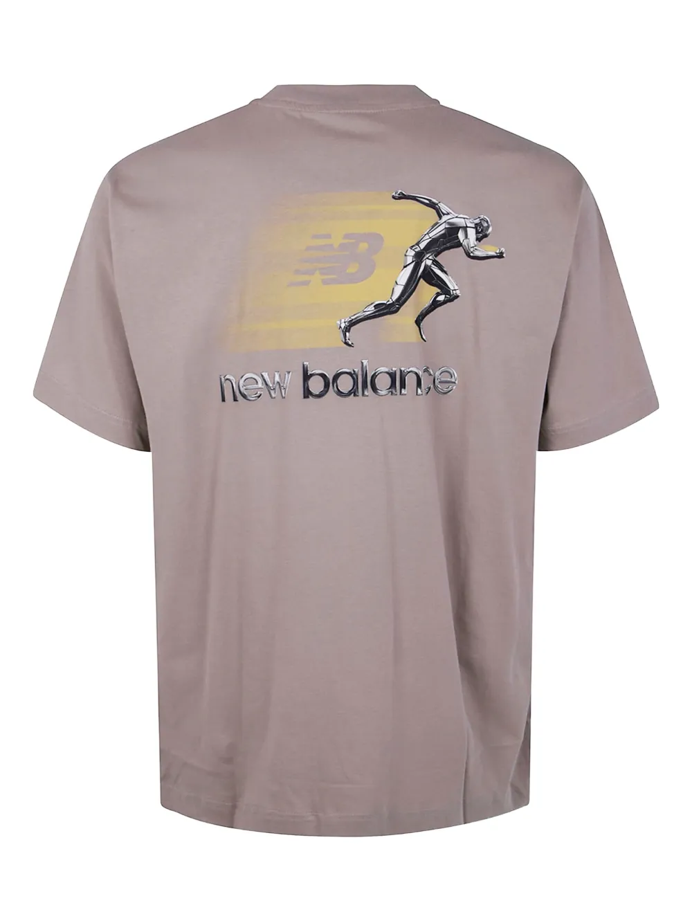 New Balance Chrome Runner metallic-figure print T-shirt - Beige