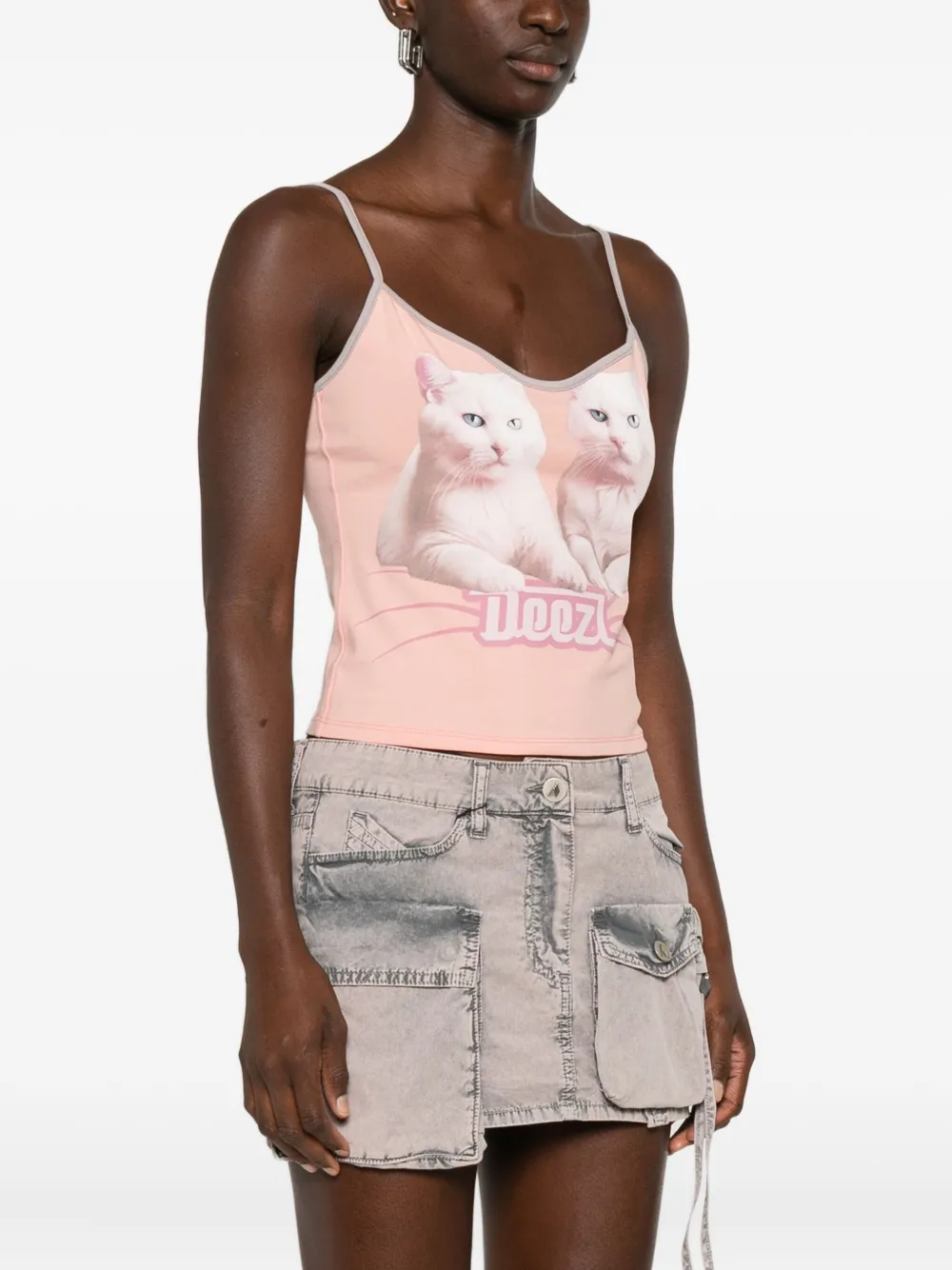 Diesel cat-print tank top Roze