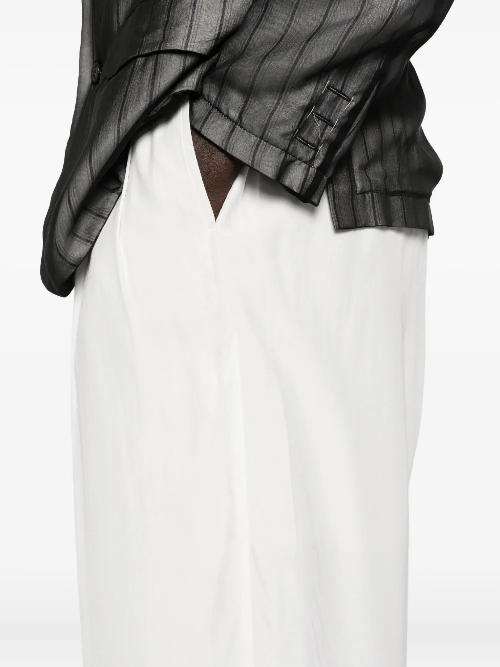 Yohji Yamamoto Pleated Cropped Trousers In White