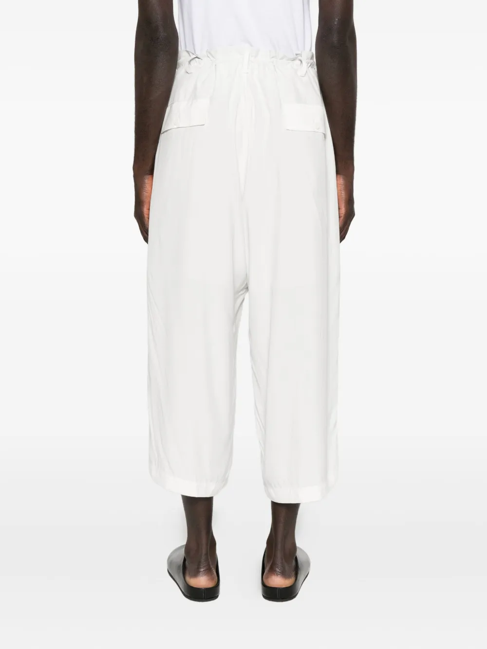 Yohji Yamamoto Pleated Cropped Trousers In White