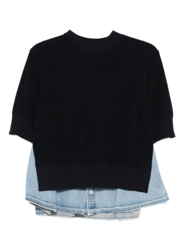 Sacai デニムパネル セーター | ブルー | FARFETCH JP