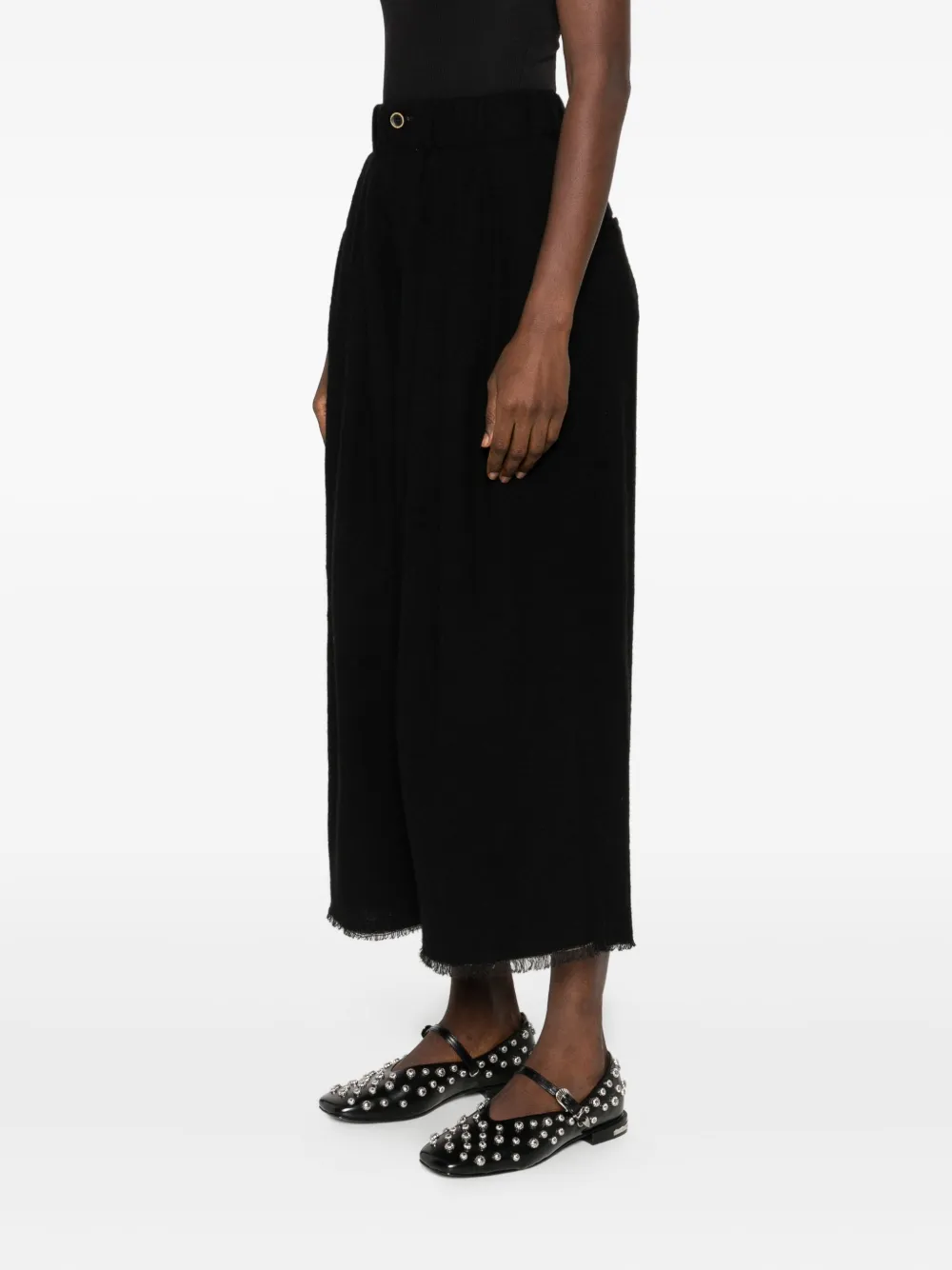 Uma Wang pleated frayed trousers Zwart