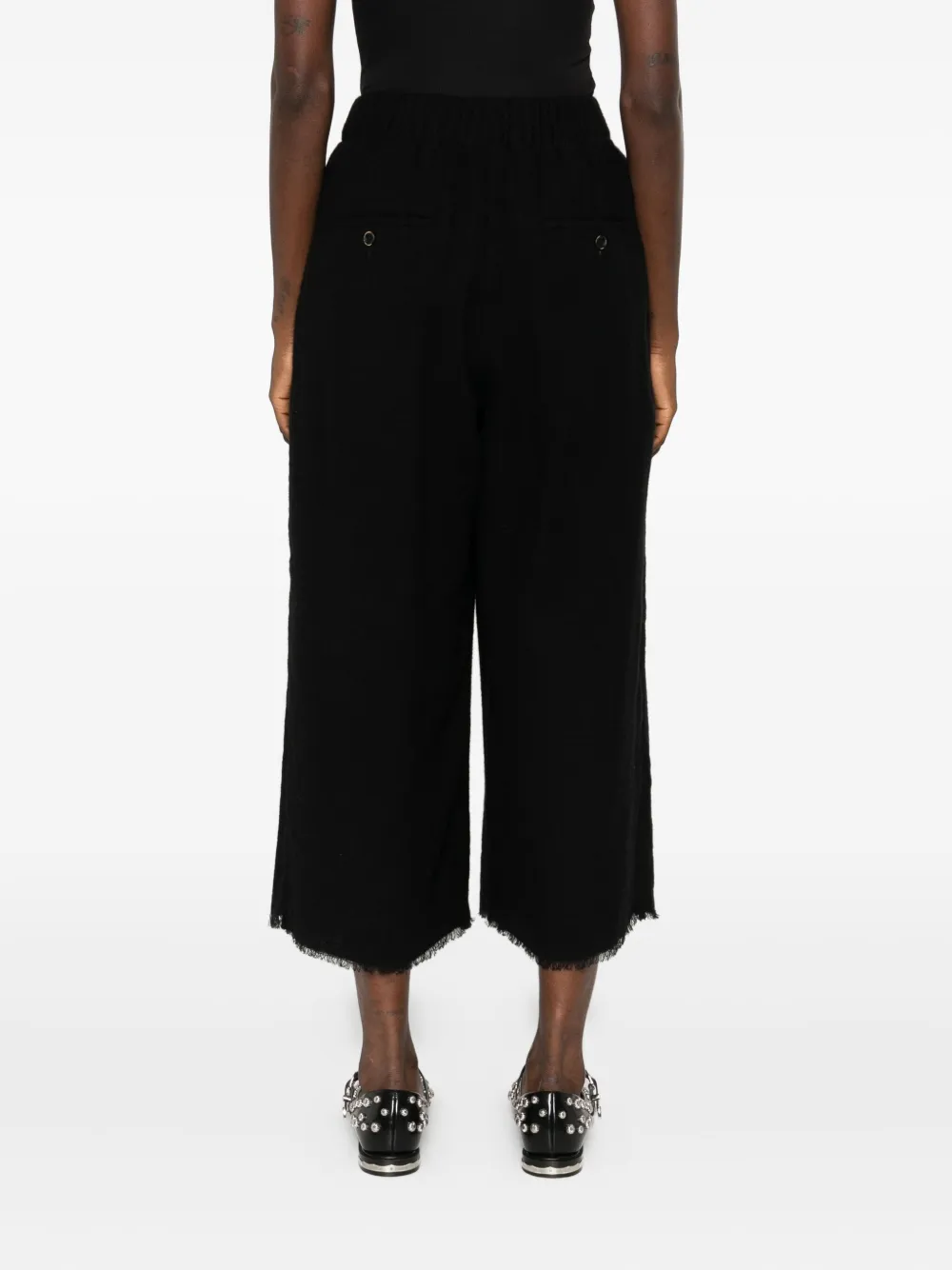 Uma Wang pleated frayed trousers Zwart