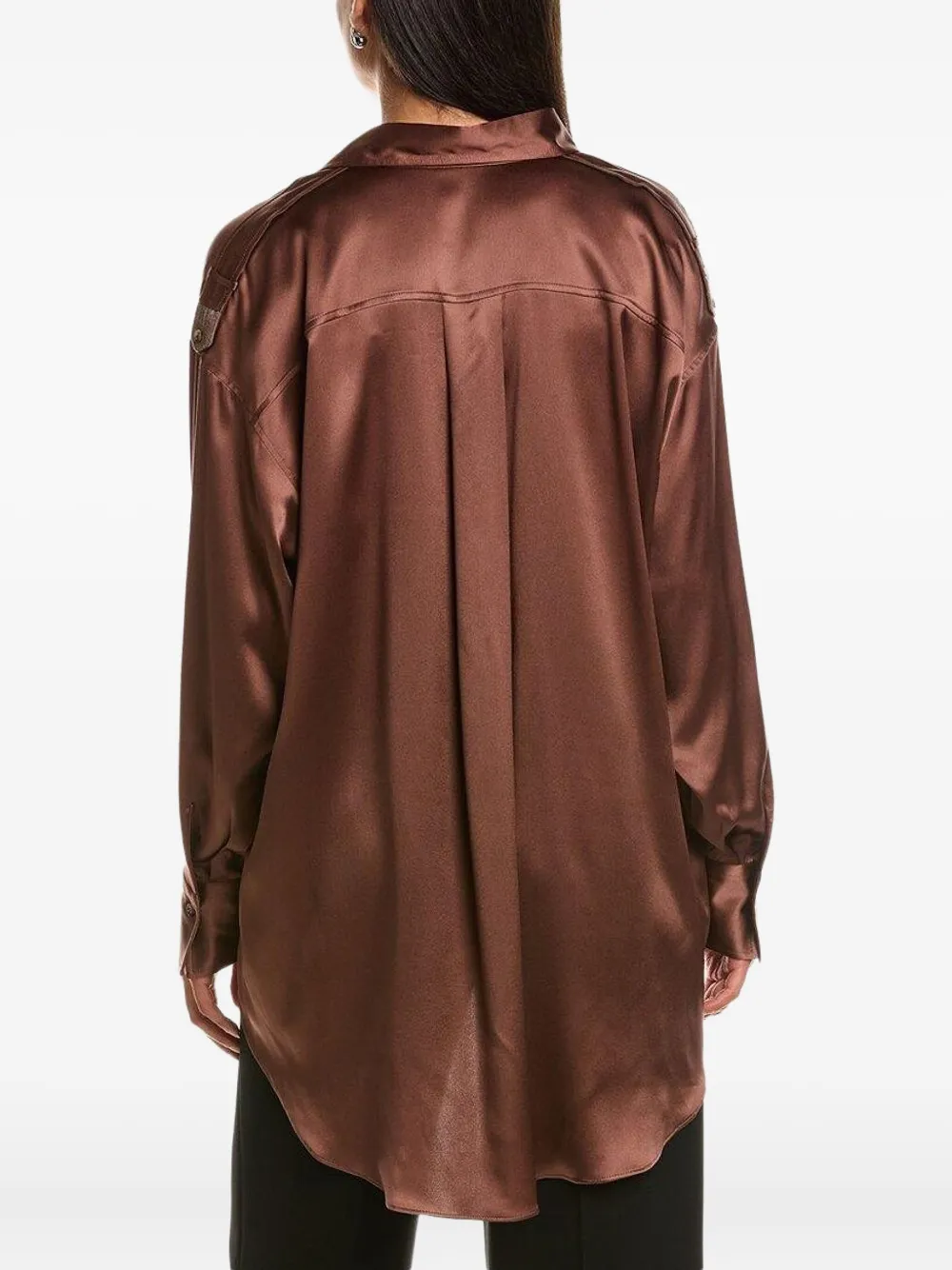 Brunello Cucinelli Satijnen blouse met asymmetrische afwerking - Bruin