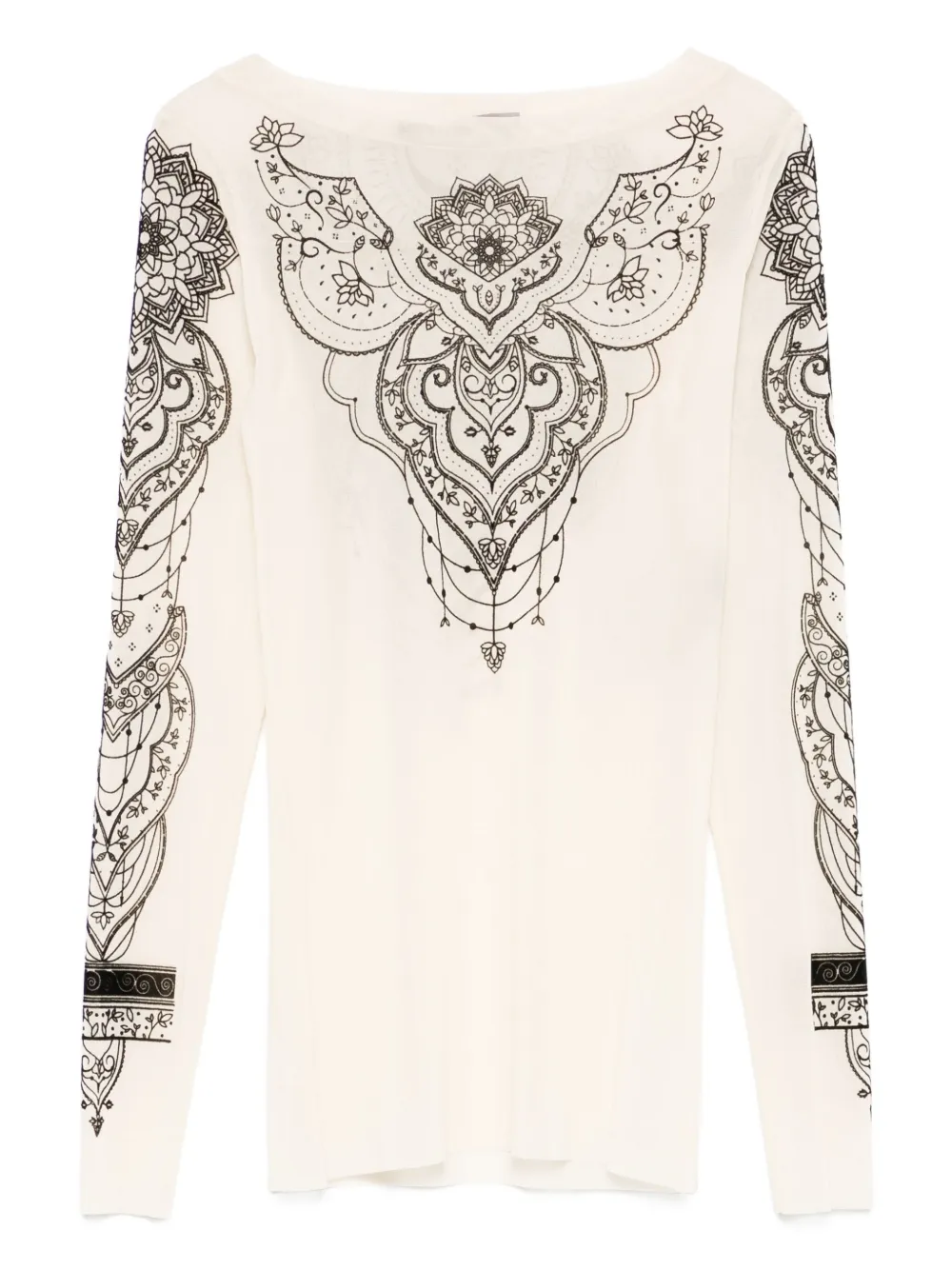 D.Exterior ornate-print long-sleeve top - ニュートラル D.Exterior ornate-print long-sleeve top - ニュートラル