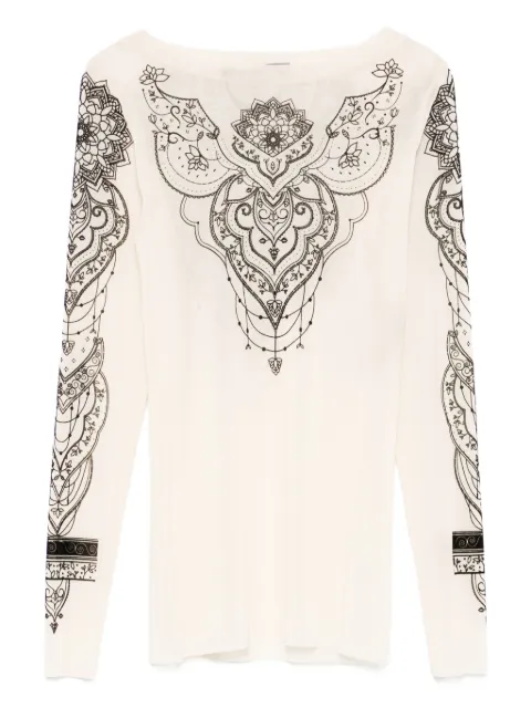 D.Exterior ornate-print long-sleeve top