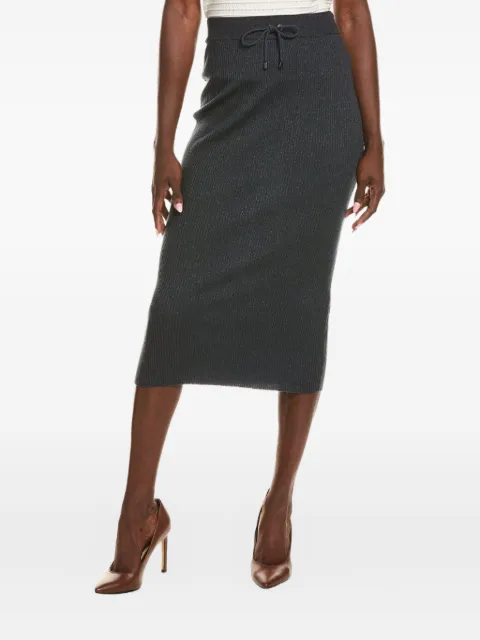 Brunello Cucinelli ribbed drawstring midi skirt