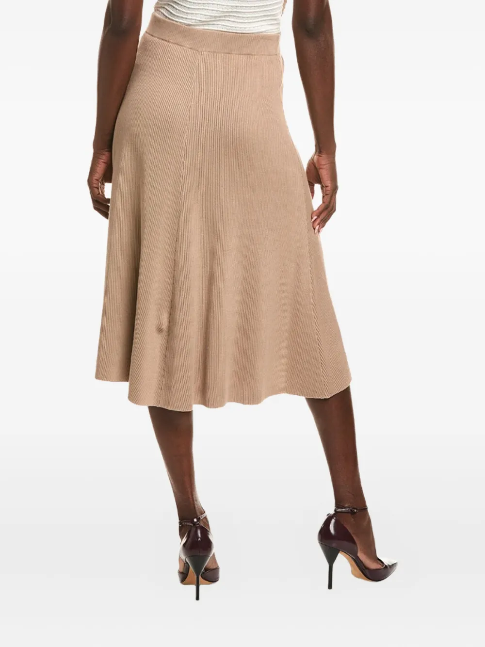 Brunello Cucinelli Geribbelde midi-rok met trekkoord Beige