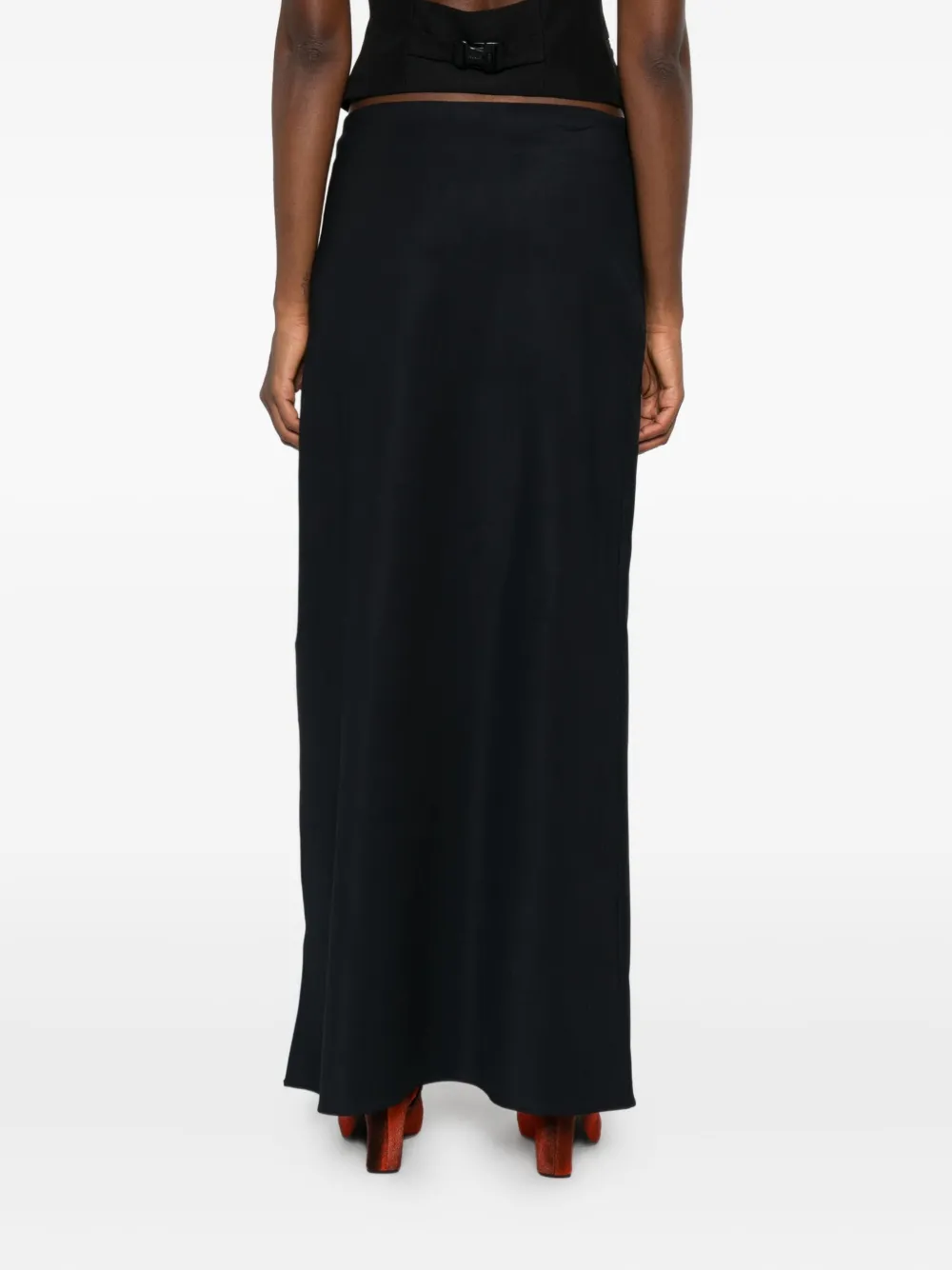 Coperni belted oval-buckle mini dress Zwart
