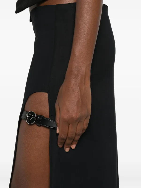 Coperni Belted oval-buckle Mini Dress | Black | FARFETCH