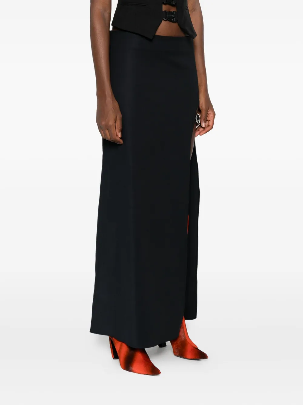 Coperni belted oval-buckle mini dress Zwart