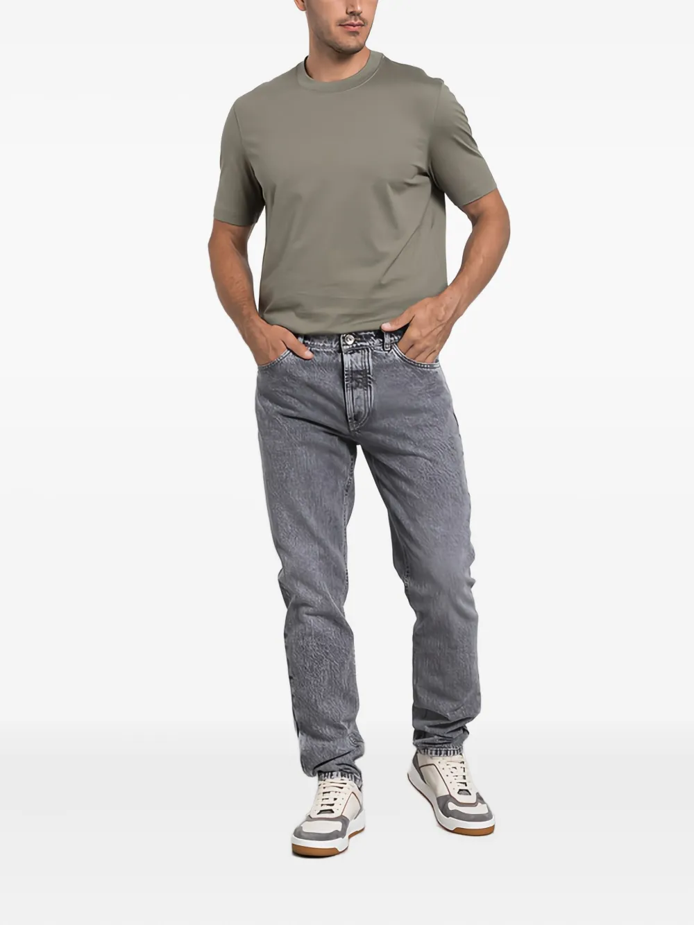 Brunello Cucinelli Straight jeans met geborduurde zak - Grijs