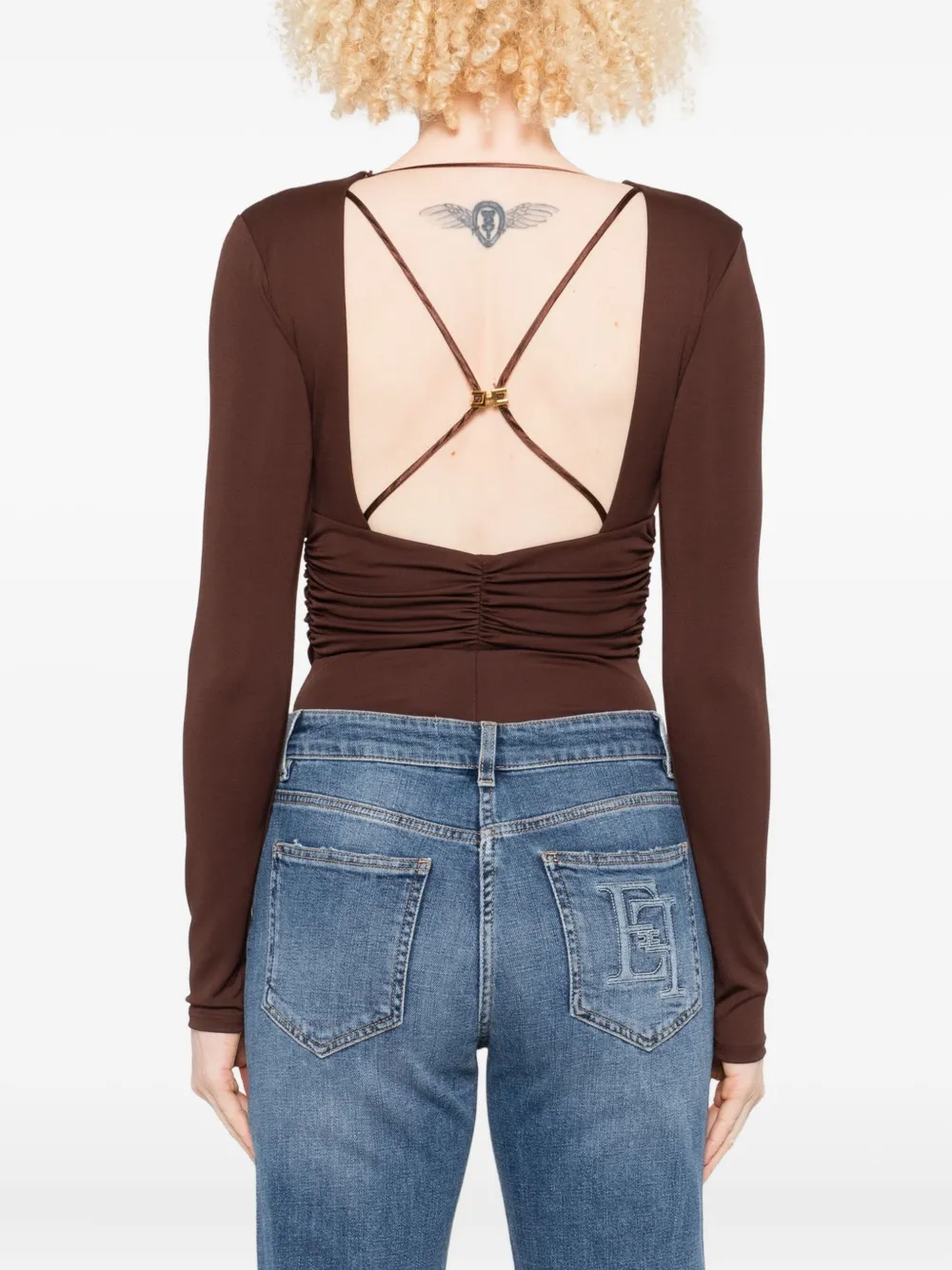 Elisabetta Franchi long-sleeved ruched bodie Bruin