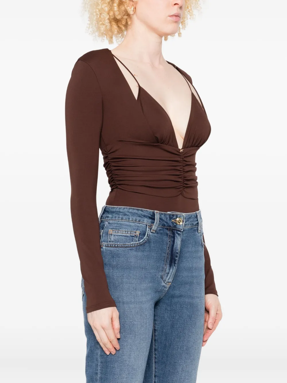 Elisabetta Franchi long-sleeved ruched bodie Bruin