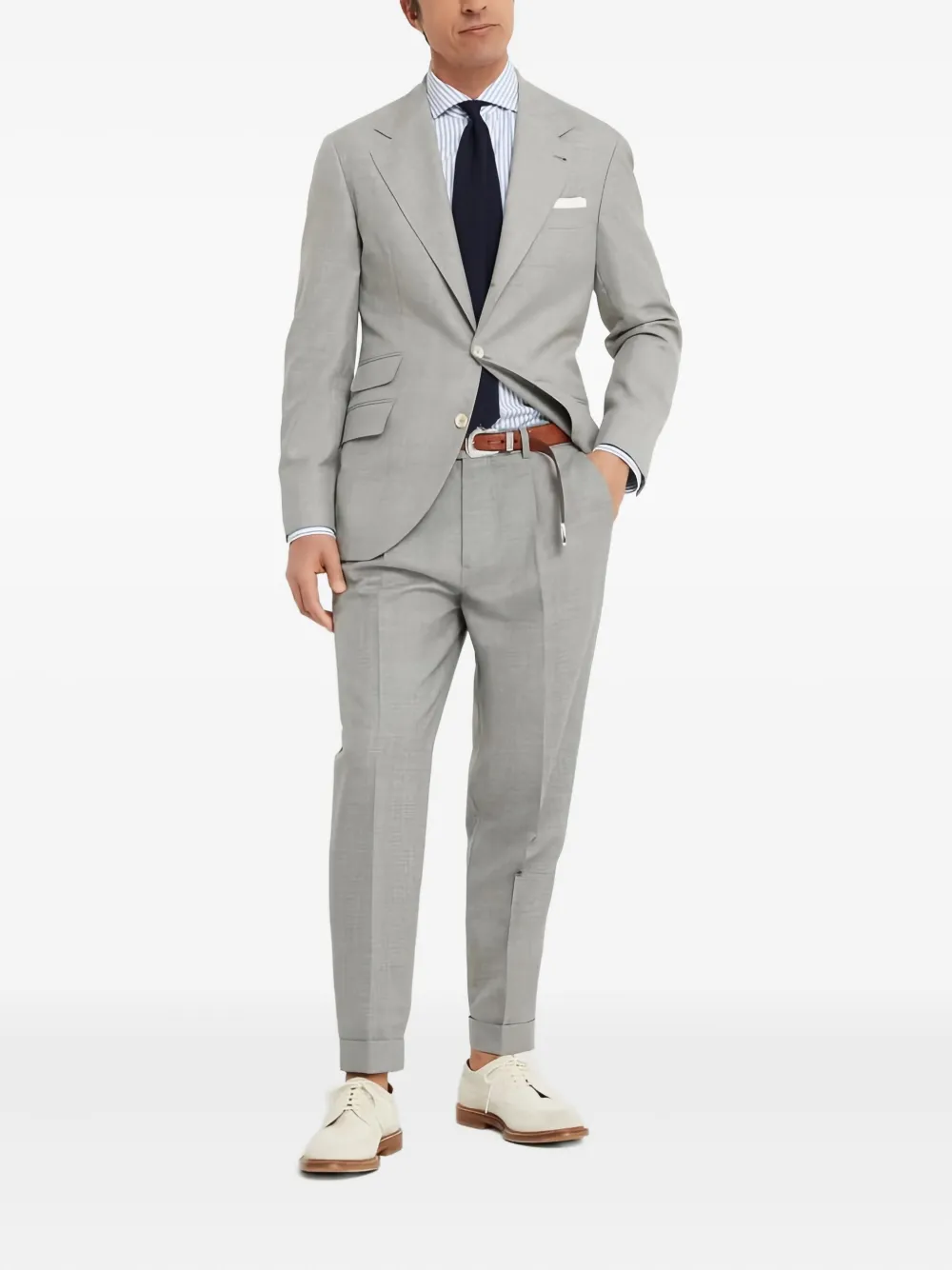 Brunello Cucinelli single-breasted wool suit | Grey | Image 1