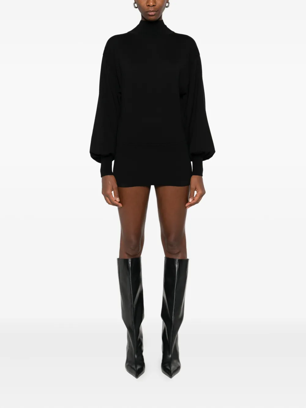Antonino Valenti high-neck balloon-sleeve mini dress Zwart