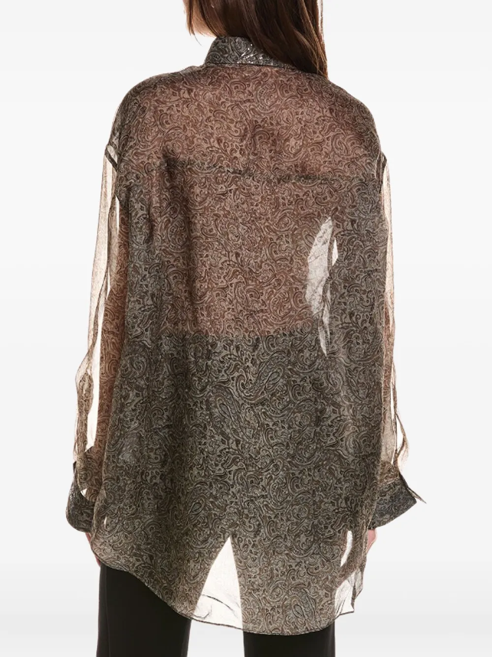 Brunello Cucinelli Blouse verfraaid met pailletten en paisley-print - Beige