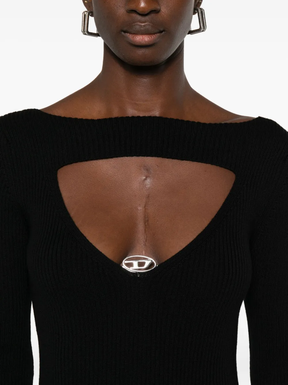 Diesel logo-embellished long-sleeve midi dress Zwart