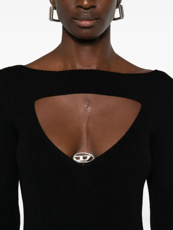 Diesel logo-embellished long-sleeve Midi Dress | Black | FARFETCH