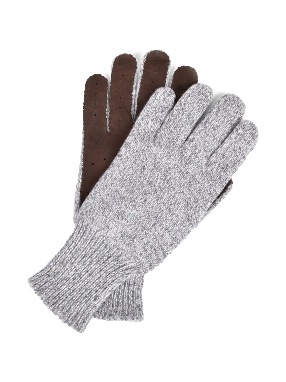 Brunello Cucinelli Gebreide handschoenen met suède vlak Grijs