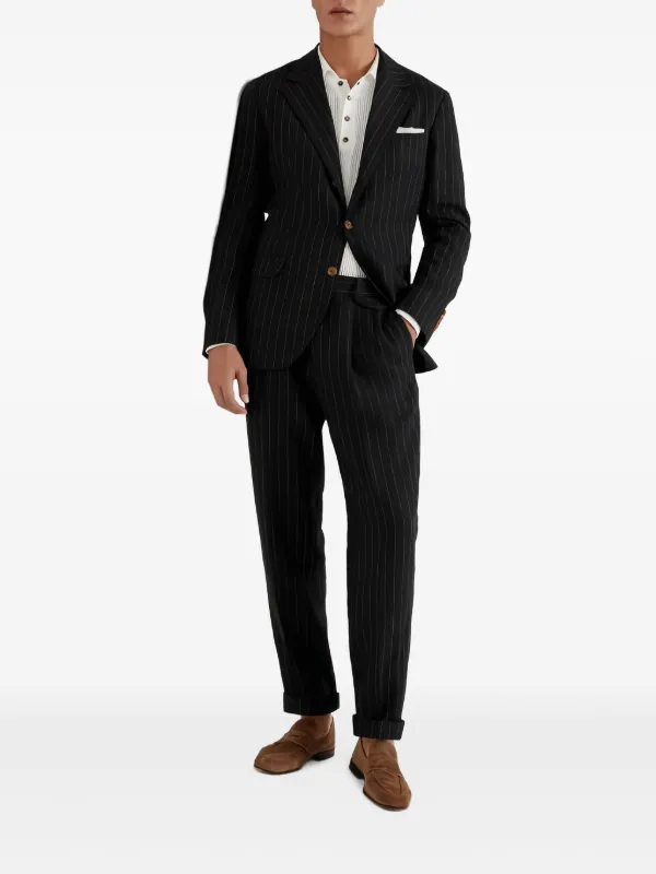 サメ様購入用【BRUNELLO CUCINELLI】ウールスラックス M Brunello Cucinelli ストライプ リネンスーツ | ブルー | FARFETCH JP
