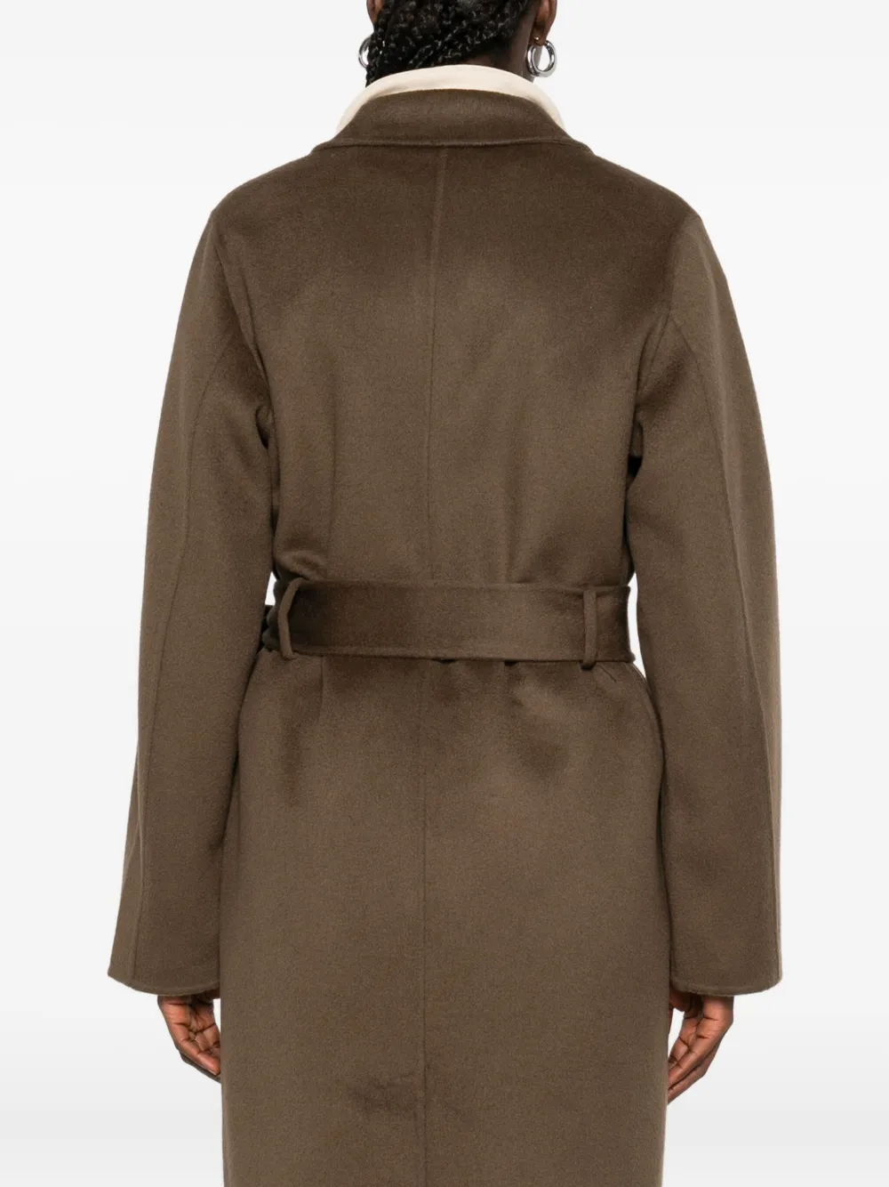 The Dynamis Studio Belted Wool Coat In Brown