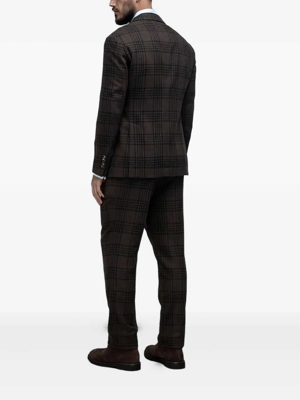 Brunello Cucinelli Single-breasted Plaid Suit In Brown