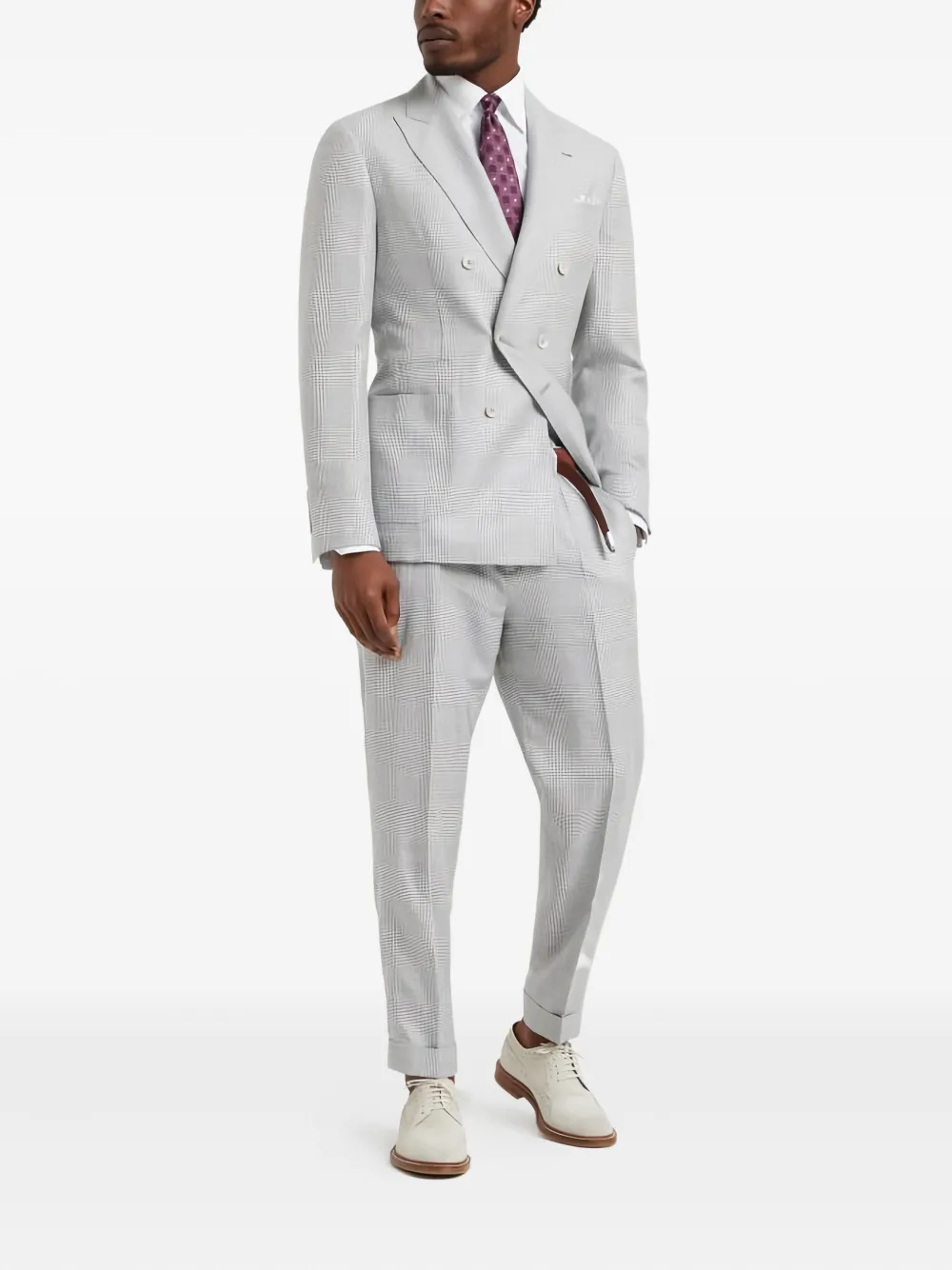 Brunello Cucinelli Geruite plooibroek - Grijs