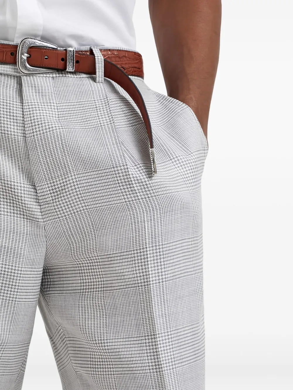 Brunello Cucinelli Geruite plooibroek Grijs