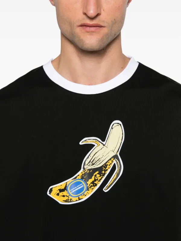 Charles Jeffrey Loverboy banana-print crew-neck T-shirt | Black