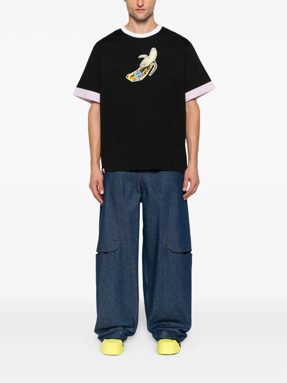 Charles Jeffrey Loverboy banana-print crew-neck T-shirt - Zwart