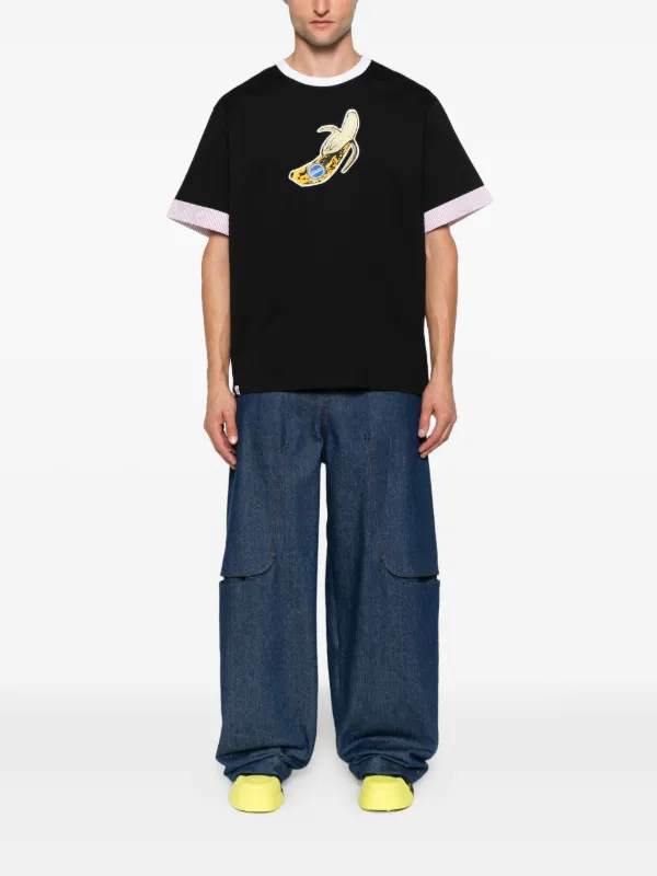 Charles Jeffrey Loverboy banana-print crew-neck T-shirt | Black