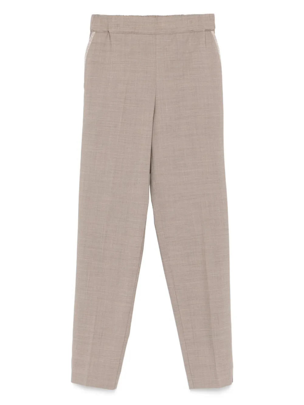 D Exterior Elastic-waistband Wool Trousers In Gray