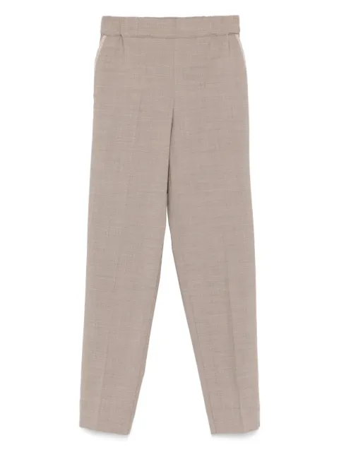 D.Exterior elastic-waistband wool trousers
