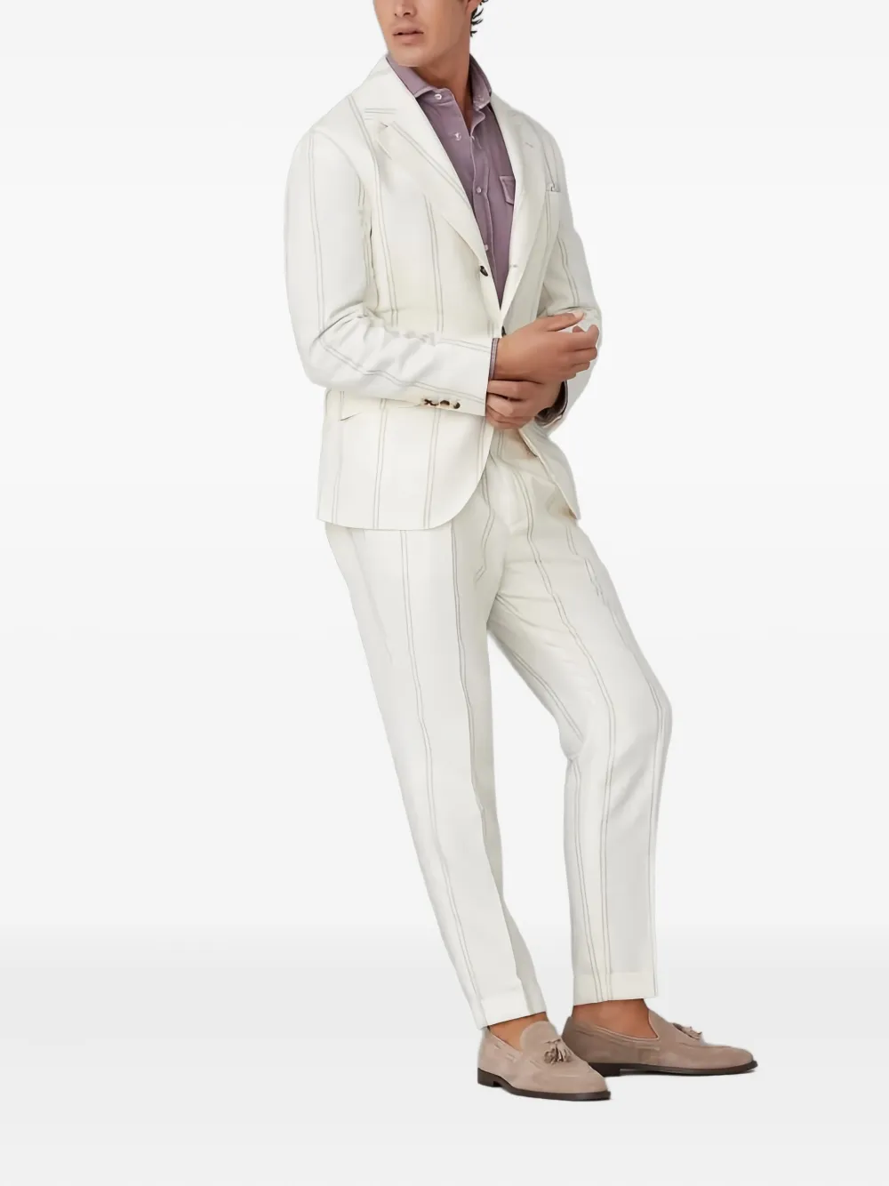 Brunello Cucinelli pinstripe linen suit | Single Breasted Suits | Image 2