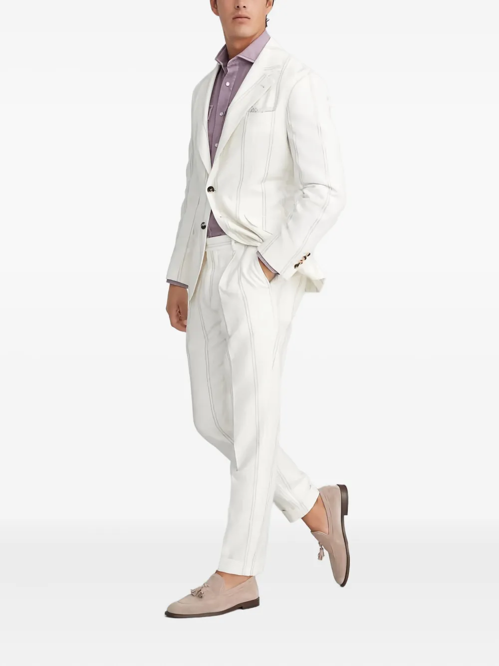 Brunello Cucinelli pinstripe linen suit | White | Image 1