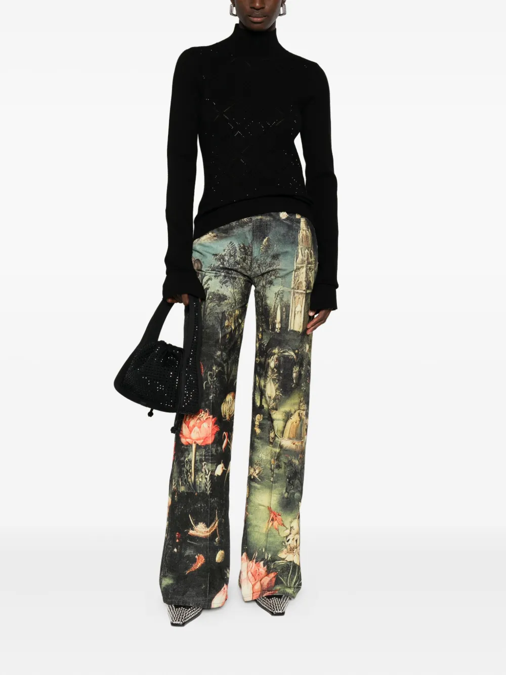 Blugirl geometric-pattern high-neck sweater Zwart