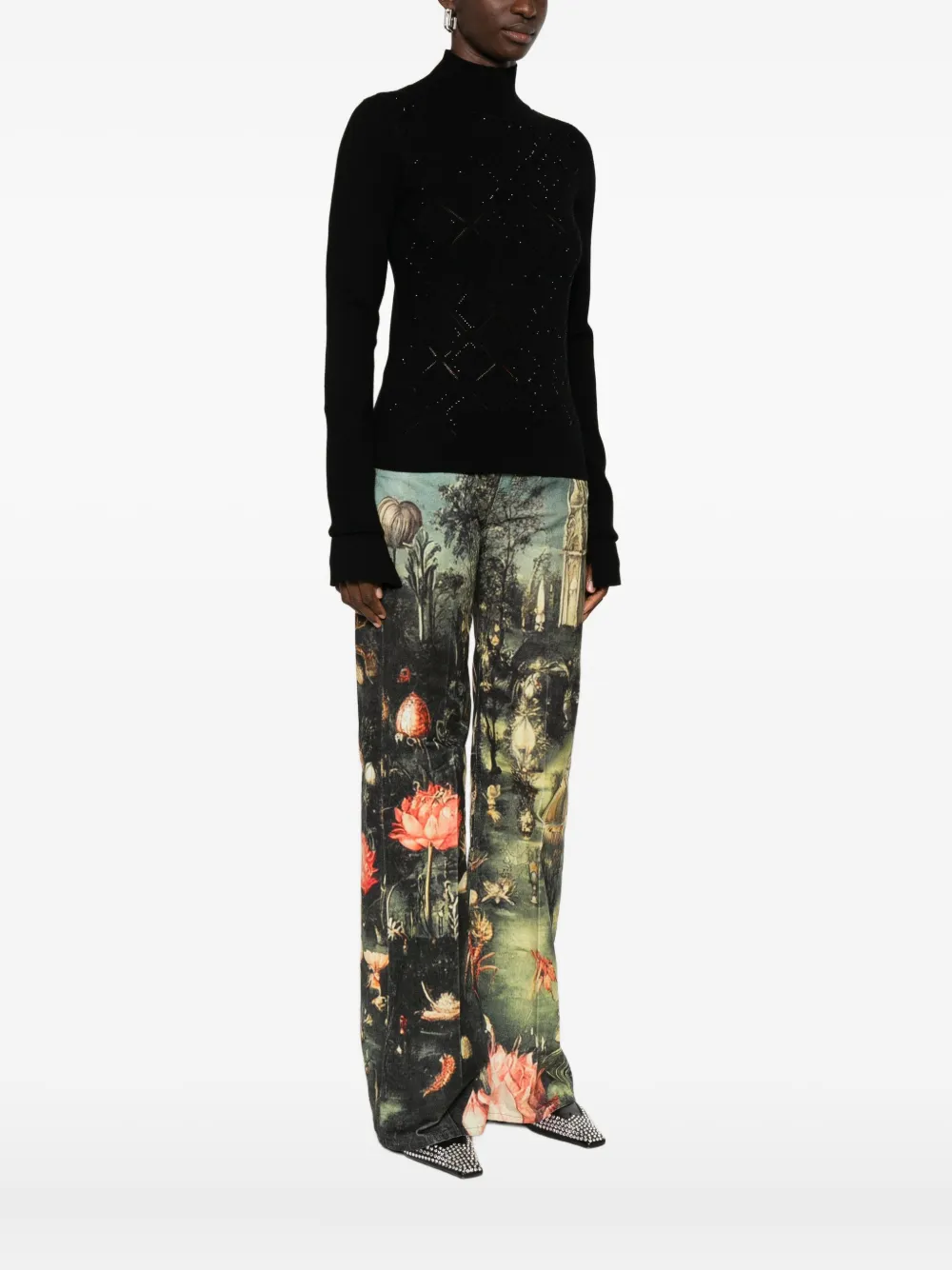 Blugirl geometric-pattern high-neck sweater Zwart