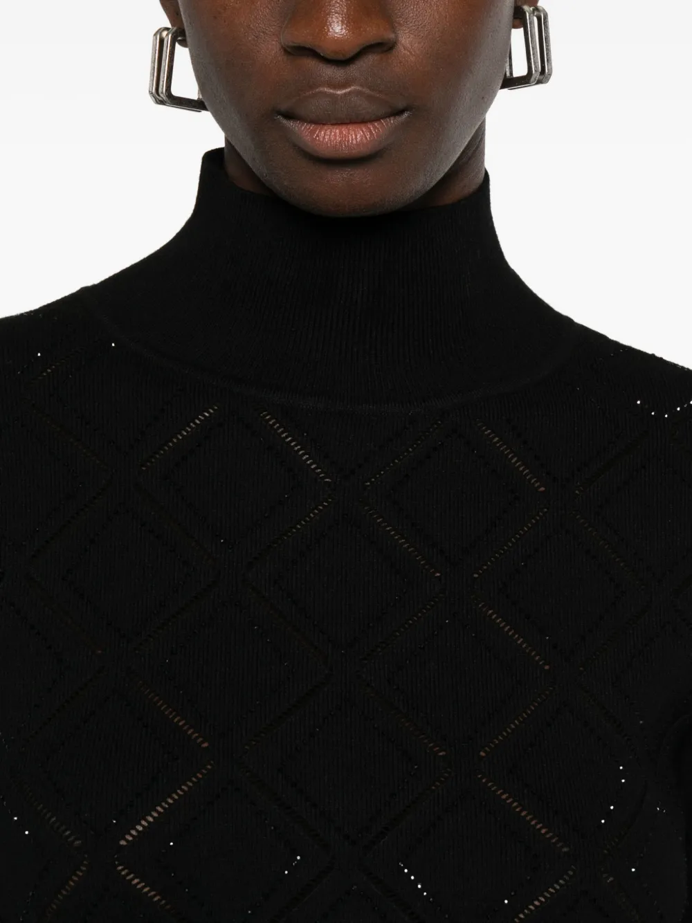 Blugirl geometric-pattern high-neck sweater Zwart