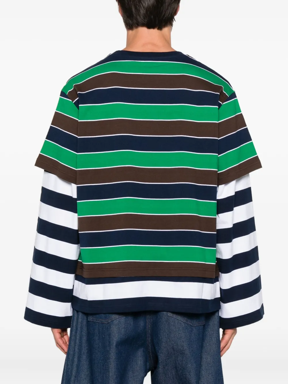 Charles Jeffrey Loverboy Gestreept T-shirt met gebreide patch Groen