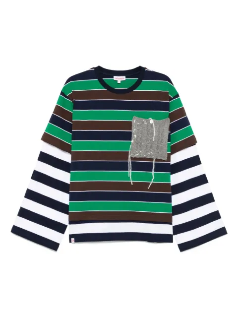 Charles Jeffrey Loverboy striped knitted-patch T-shirt