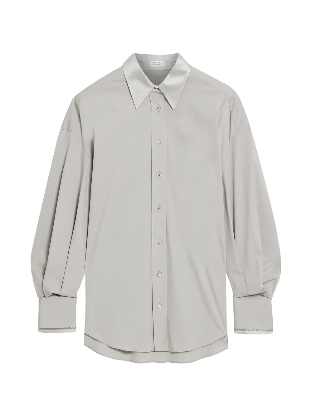 Brunello Cucinelli contrast-collar balloon-sleeve shirt Grijs