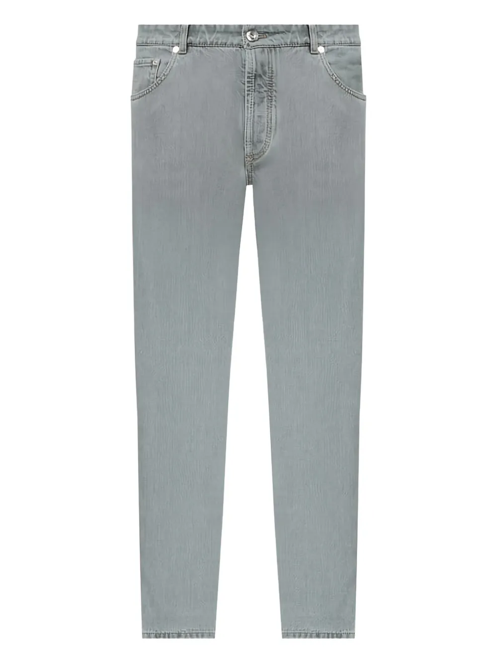 Brunello Cucinelli Katoenen straight jeans met geborduurde zakken Grijs