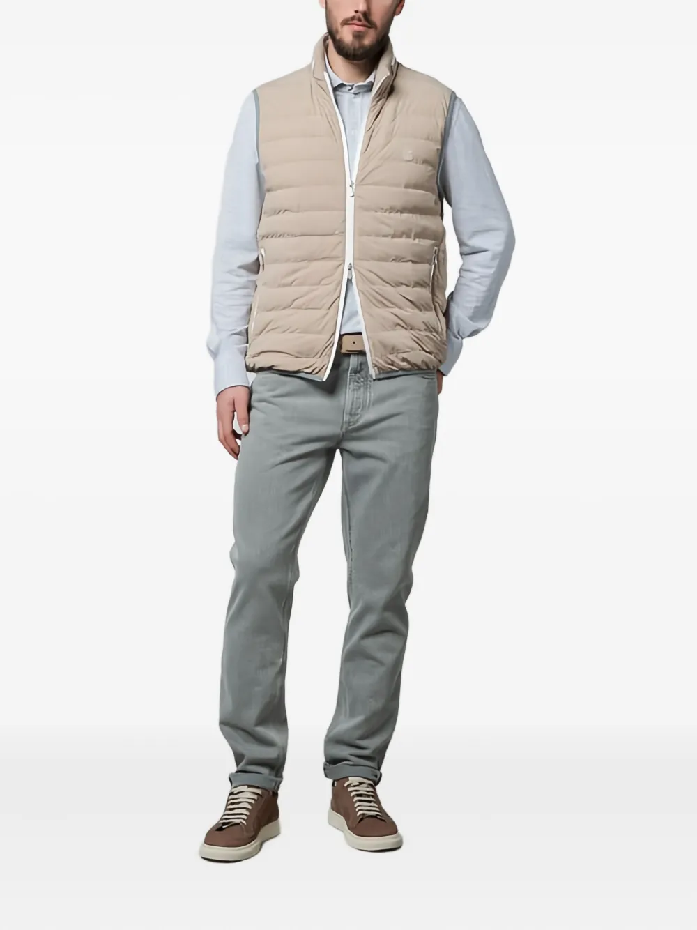 Brunello Cucinelli Katoenen straight jeans met geborduurde zakken - Grijs