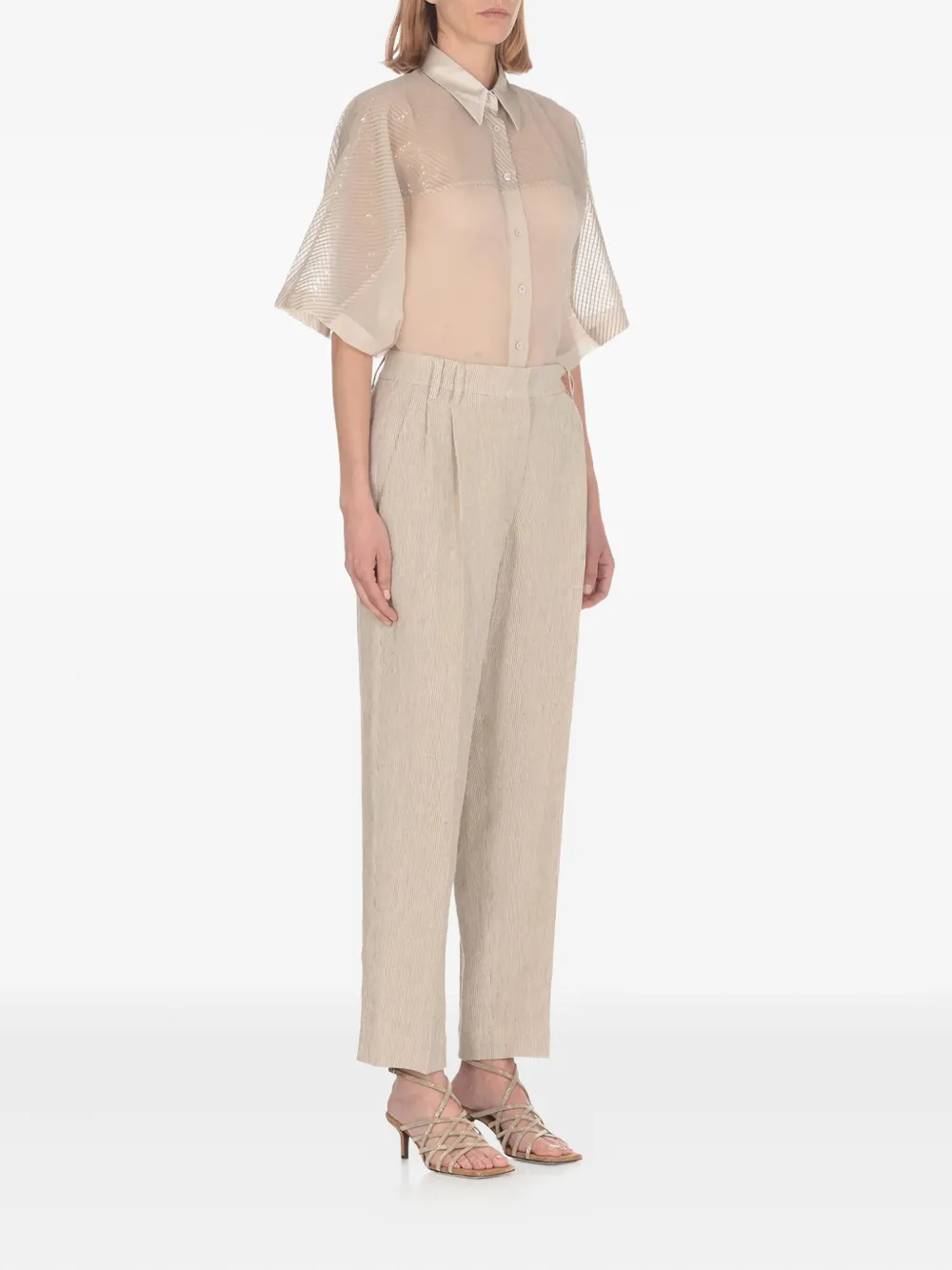 Brunello Cucinelli Blouse met korte mouwen Beige