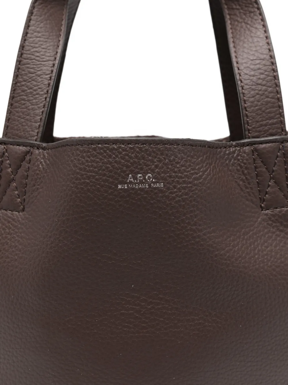 Apc Small Cabas Maiko Leather Tote Bag In Brown